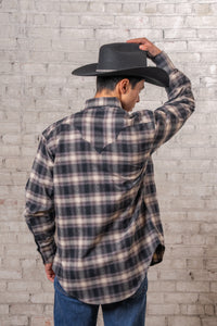 Men's Plush Flannel Black Plaid Western Shirt