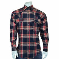 Men's Plush Flannel Brown & Black Plaid Western Shirt