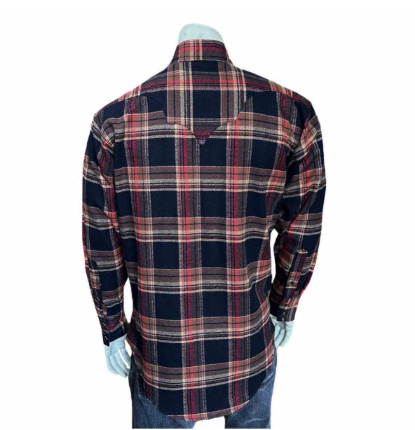 Men's Plush Flannel Brown & Black Plaid Western Shirt