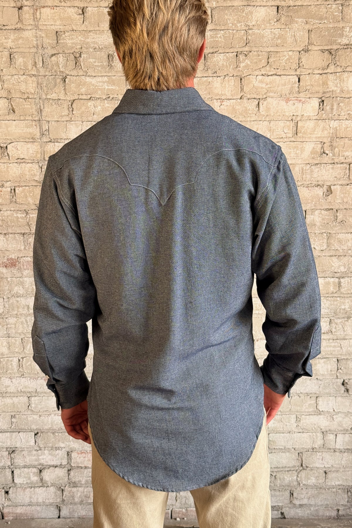 Men's Classic Indigo Cotton Western Dress Shirt