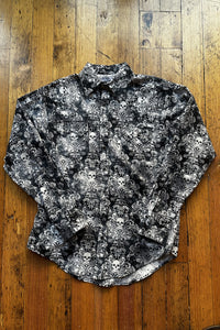 Men's Charcoal Skulls & Moths Print Western Shirt