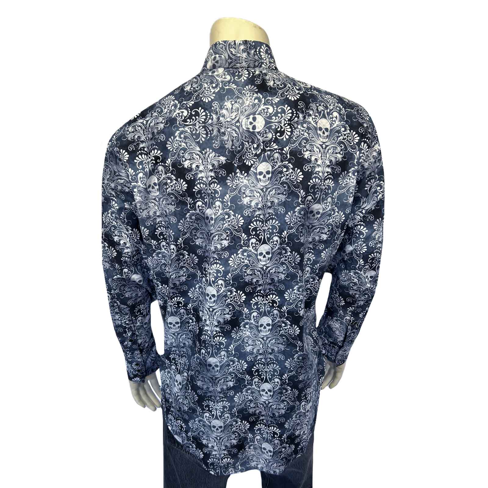 Men's Charcoal Skulls & Moths Print Western Shirt - Rockmount