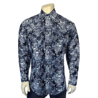 Men's Charcoal Skulls & Moths Print Western Shirt - Rockmount