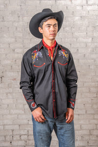 Men’s Rockmount Vintage Black Bronc Embroidered Western Shirt