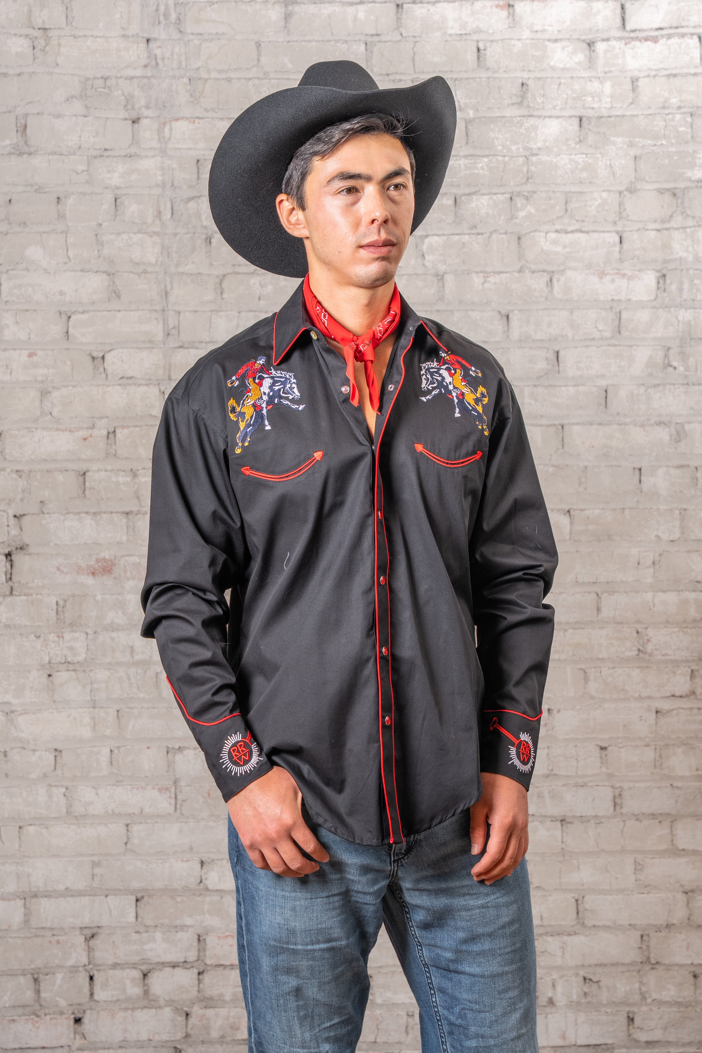 Men’s Rockmount Vintage Black Bronc Embroidered Western Shirt