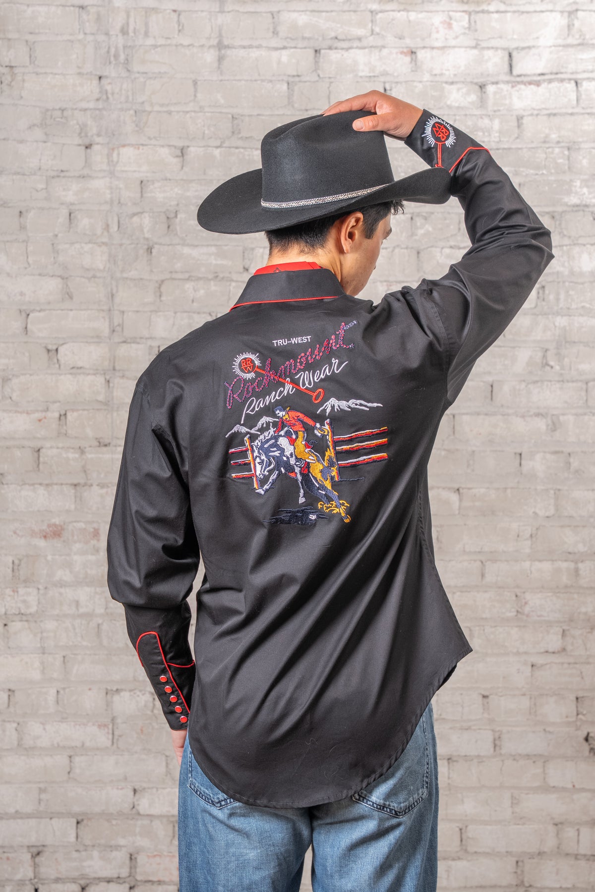 Men’s Rockmount Vintage Black Bronc Embroidered Western Shirt