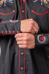 Men’s Rockmount Vintage Black Bronc Embroidered Western Shirt