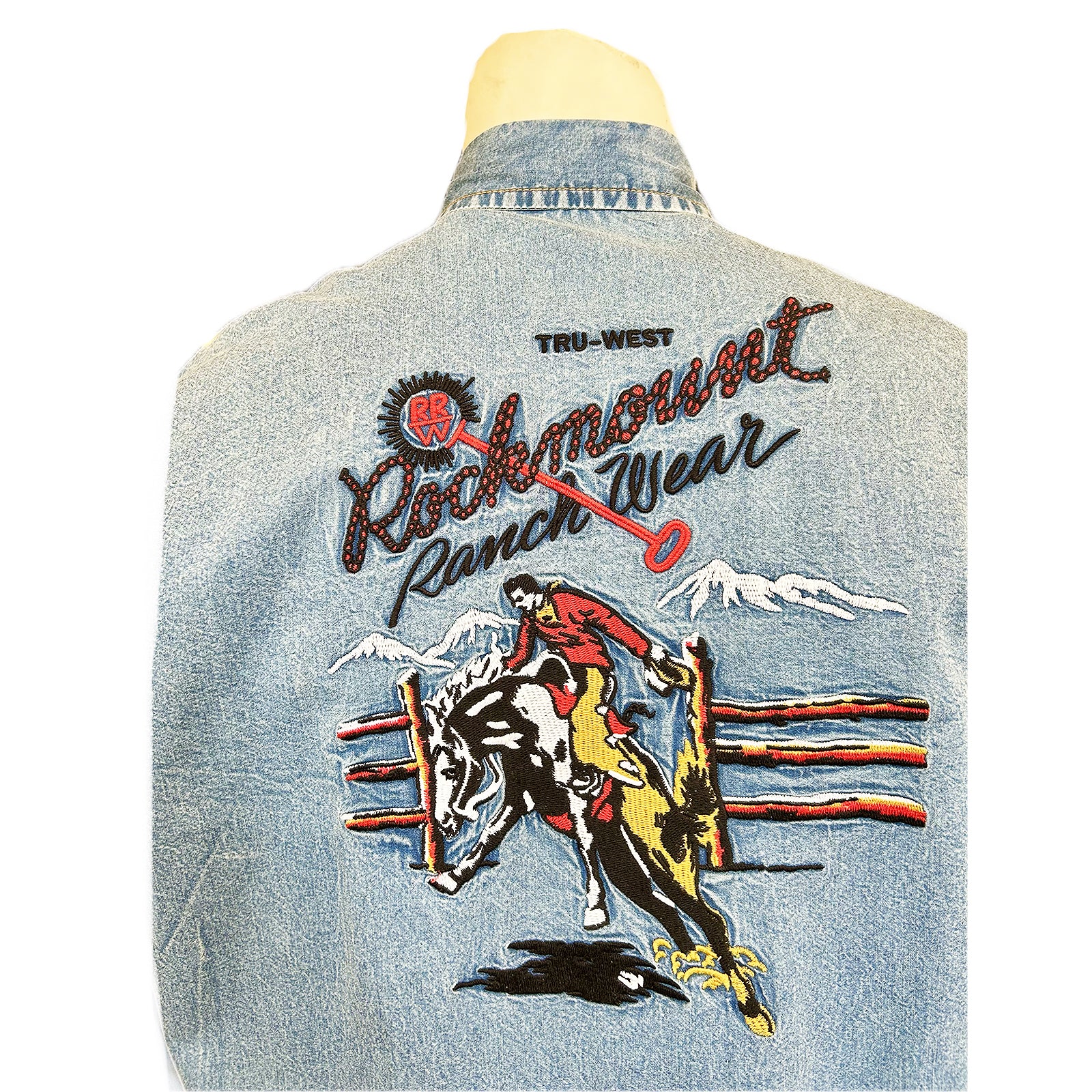 Men’s Rockmount Vintage Denim Bronc Embroidered Western Shirt - Rockmount