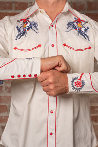 Men’s Rockmount Vintage Ivory Bronc Embroidered Western Shirt