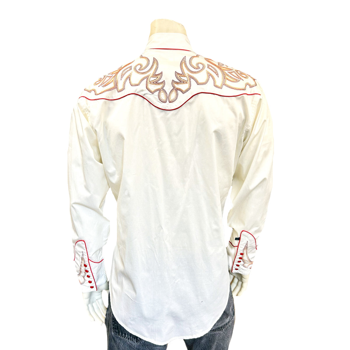 Men's Ivory Boot Top Embroidered Western Shirt - Rockmount