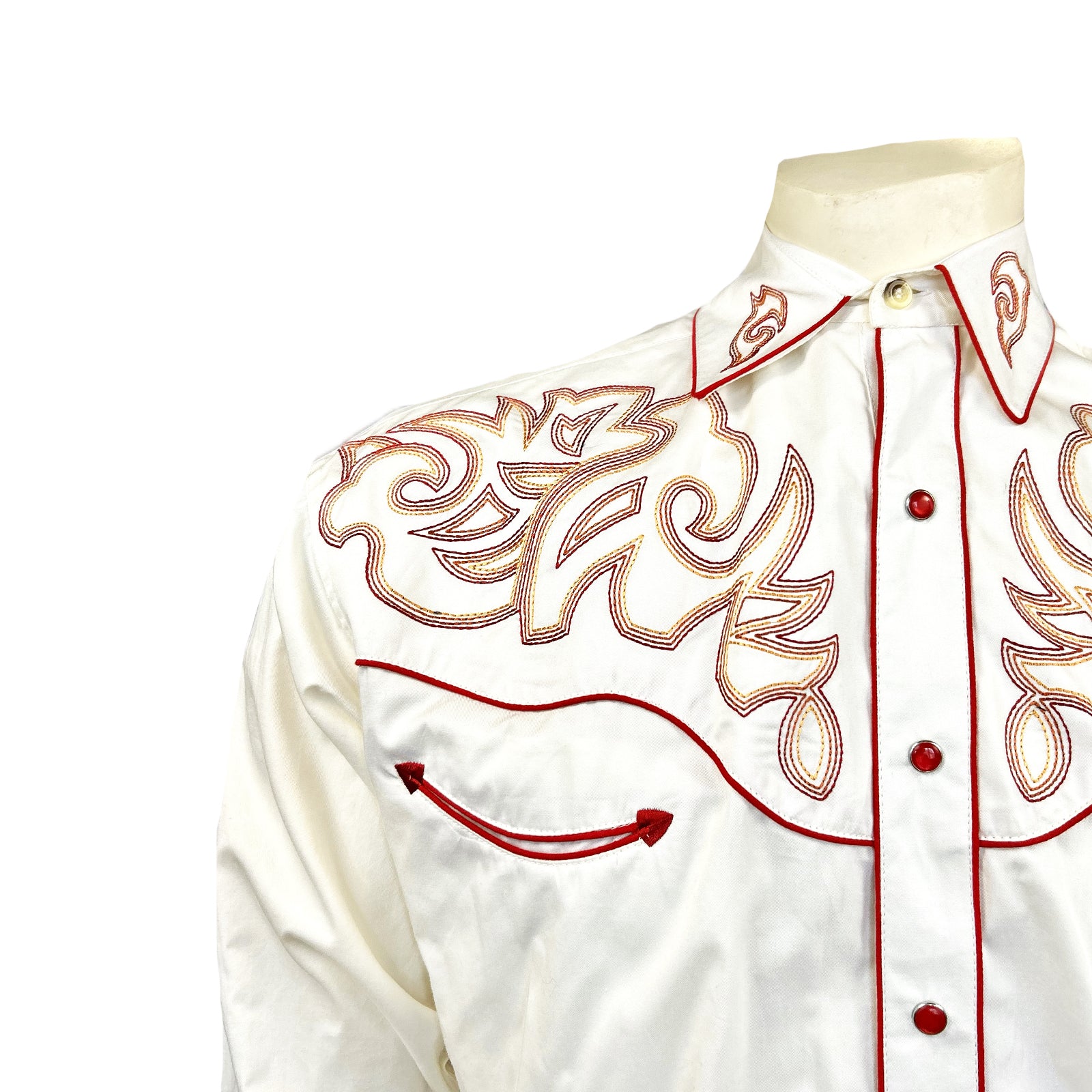 Men's Ivory Boot Top Embroidered Western Shirt - Rockmount