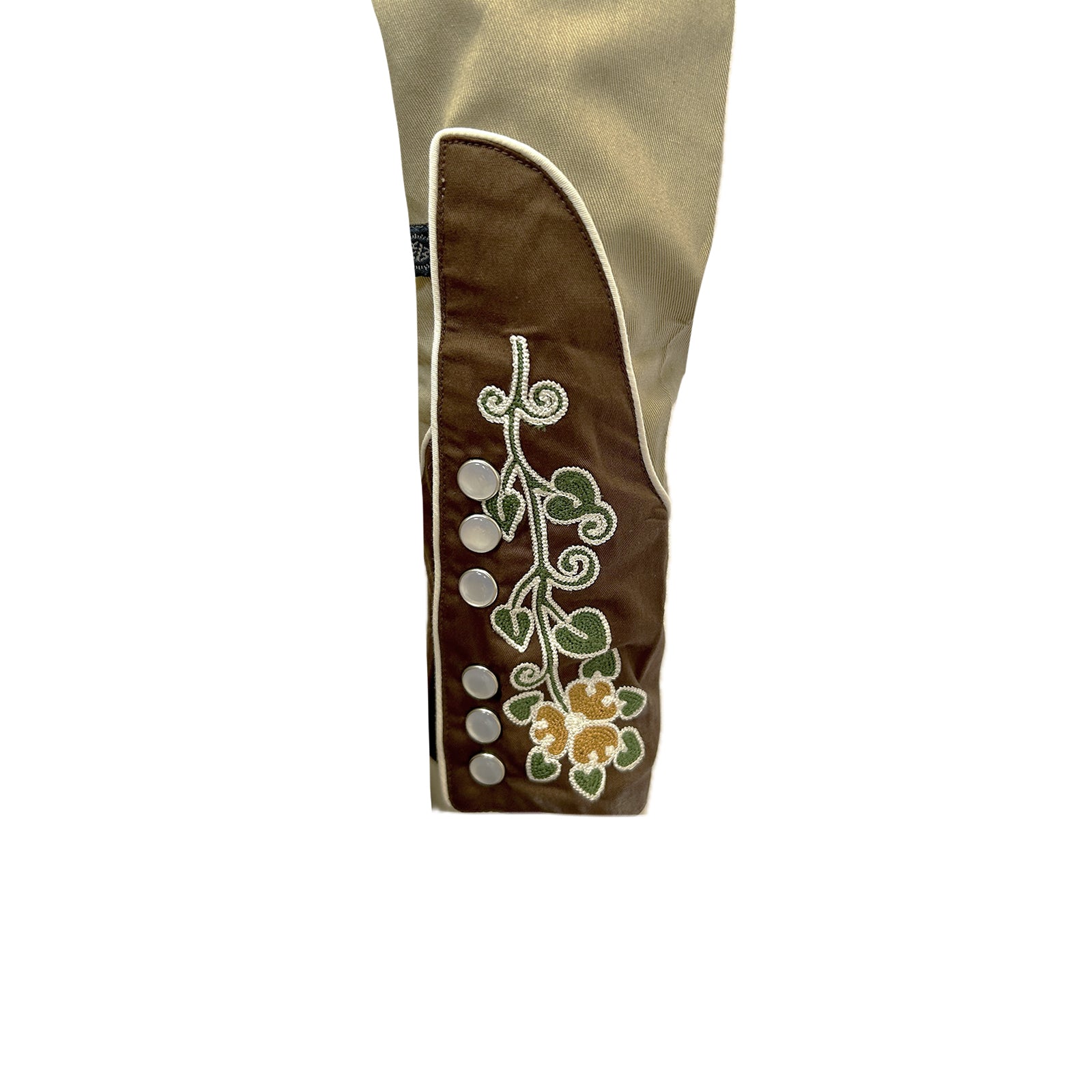 Men's Vintage Tan Floral Butterfly Embroidered Western Shirt - Rockmount