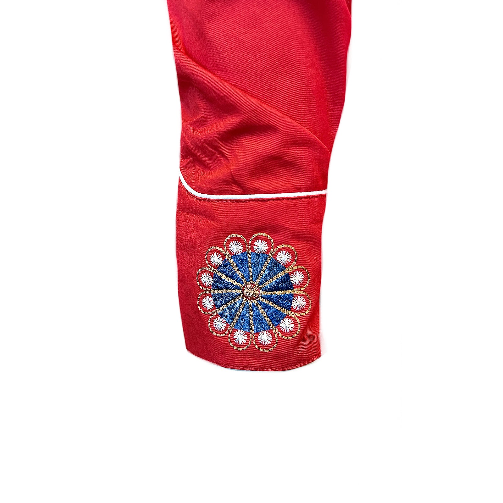 Men's Vintage Red Floral & Stars Embroidered Western Shirt