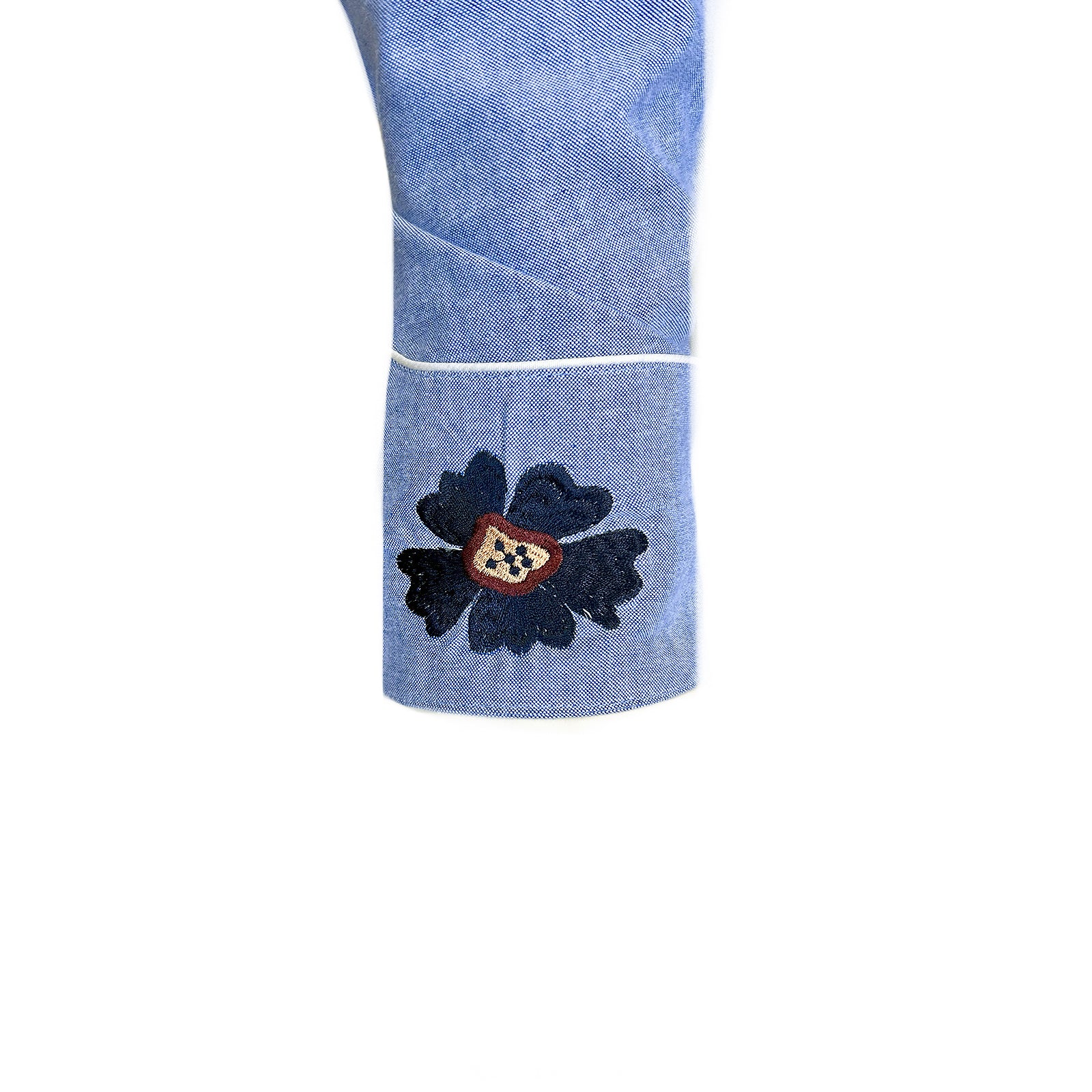 Men's Vintage Blue Floral Embroidered Western Shirt - Rockmount