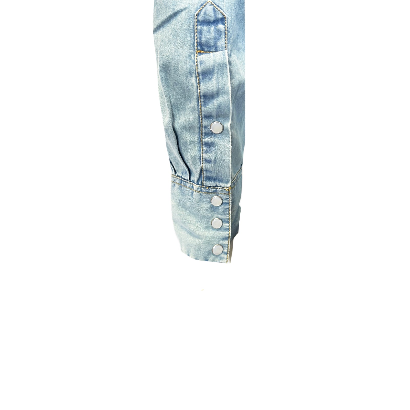 Men's Vintage 2-Tone Denim & Native Pattern Embroidered Western Shirt - Rockmount