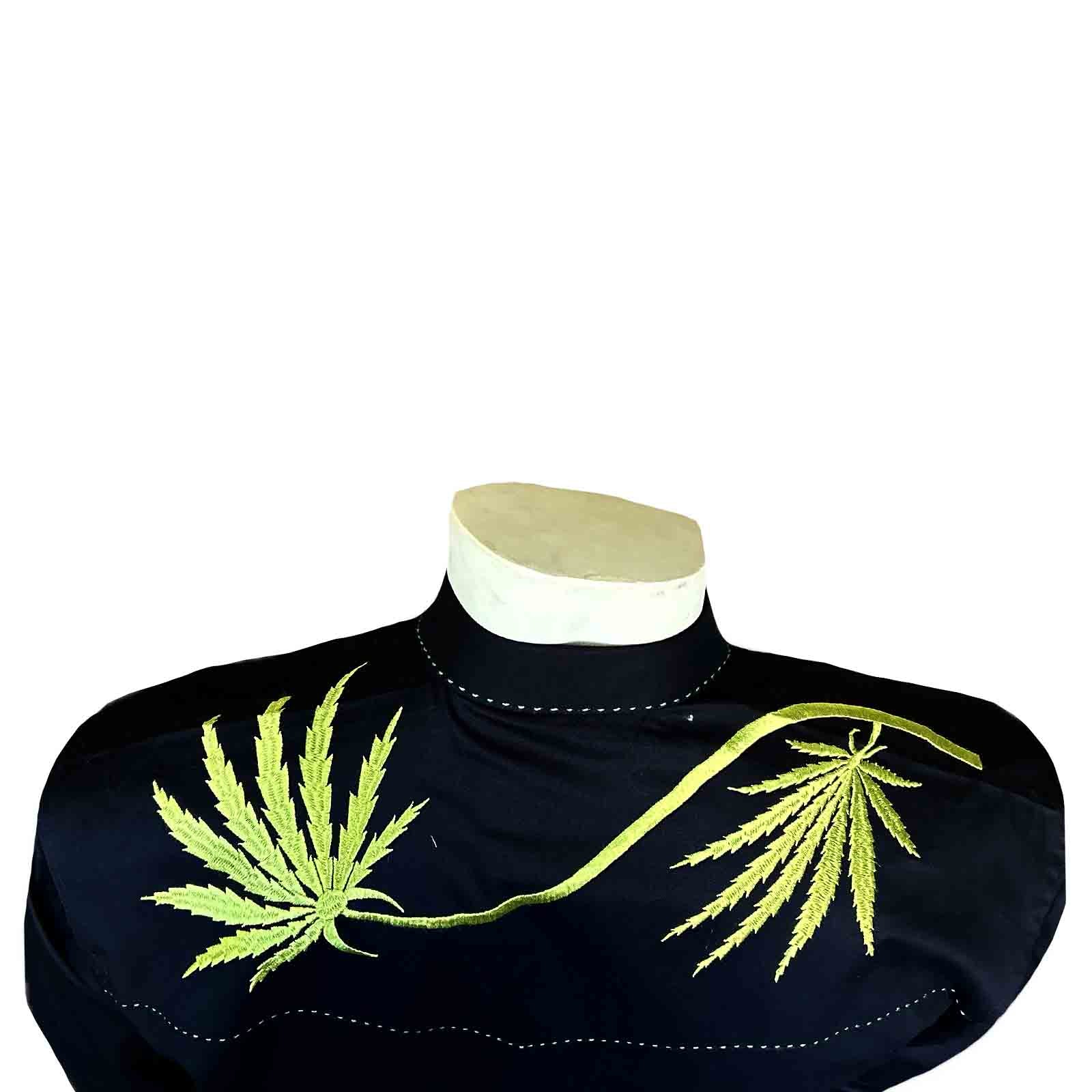 Men's Black Cannabis Cowboy Embroidered Western Shirt - Rockmount