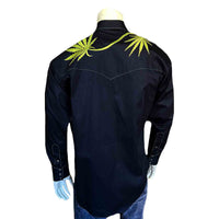 Men's Black Cannabis Cowboy Embroidered Western Shirt - Rockmount