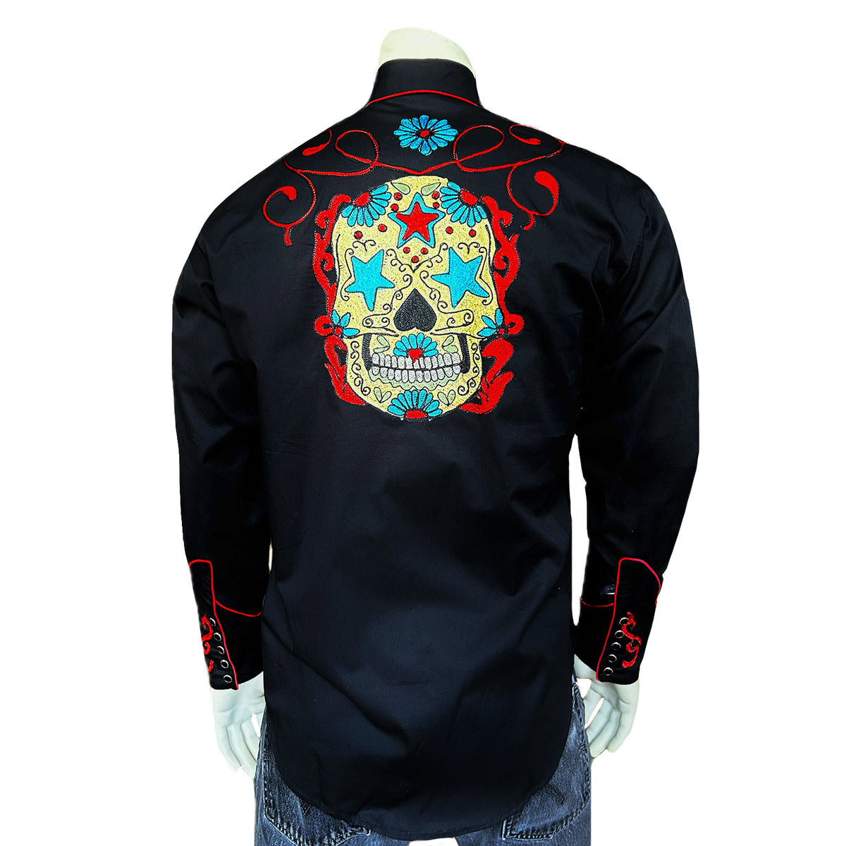 Men's Sugar Skulls Vintage Embroidered Western Shirt - Rockmount