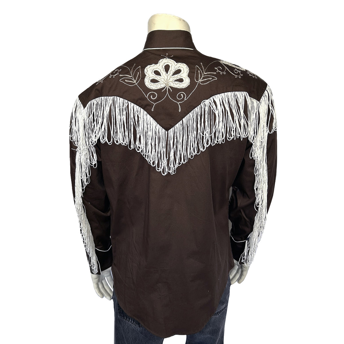 Men's Vintage Fringe Brown Embroidered Western Shirt - Rockmount