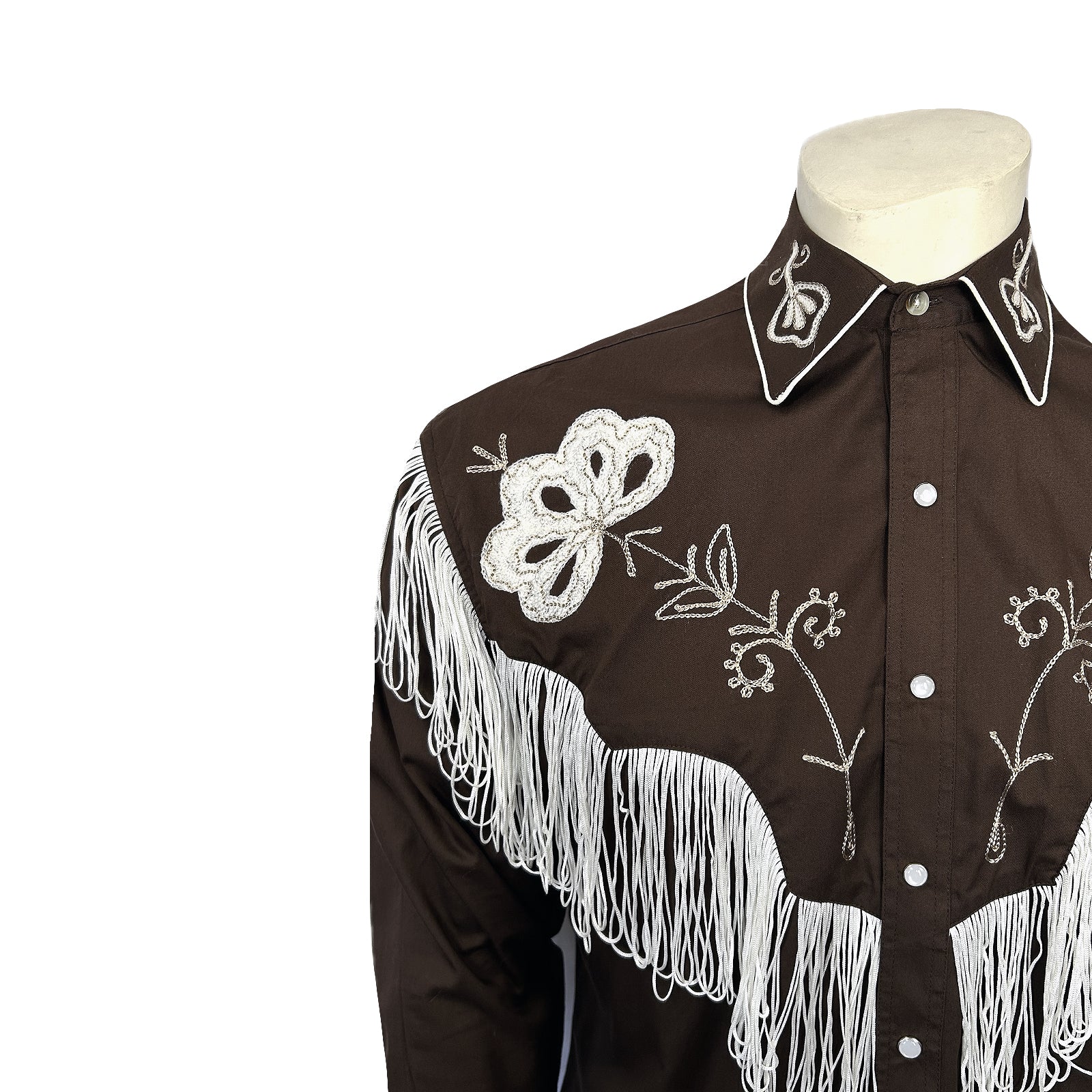 Men's Vintage Fringe Brown Embroidered Western Shirt - Rockmount