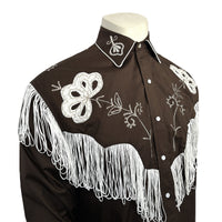 Men's Vintage Fringe Brown Embroidered Western Shirt - Rockmount