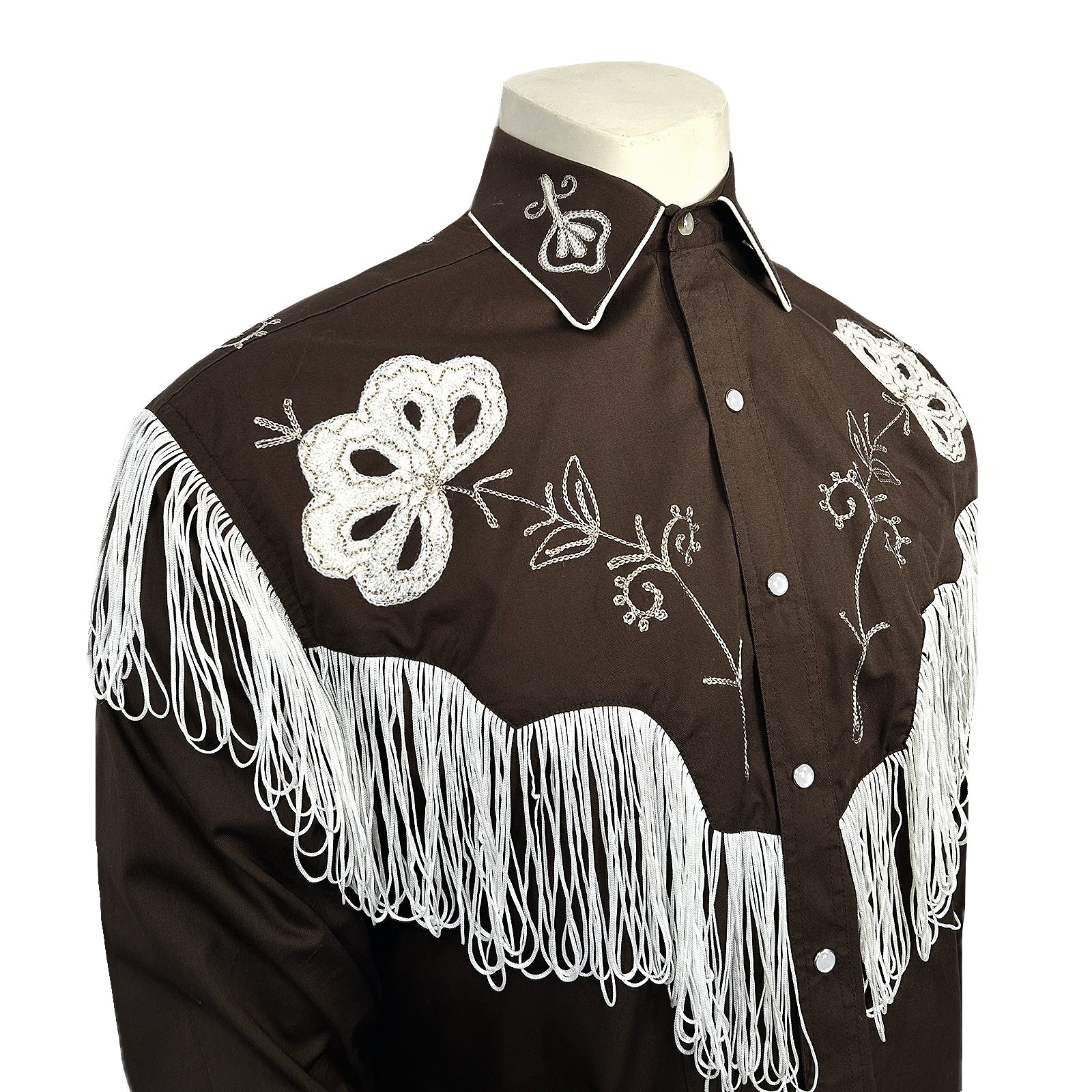 Men's Vintage Fringe Brown Embroidered Western Shirt - Rockmount