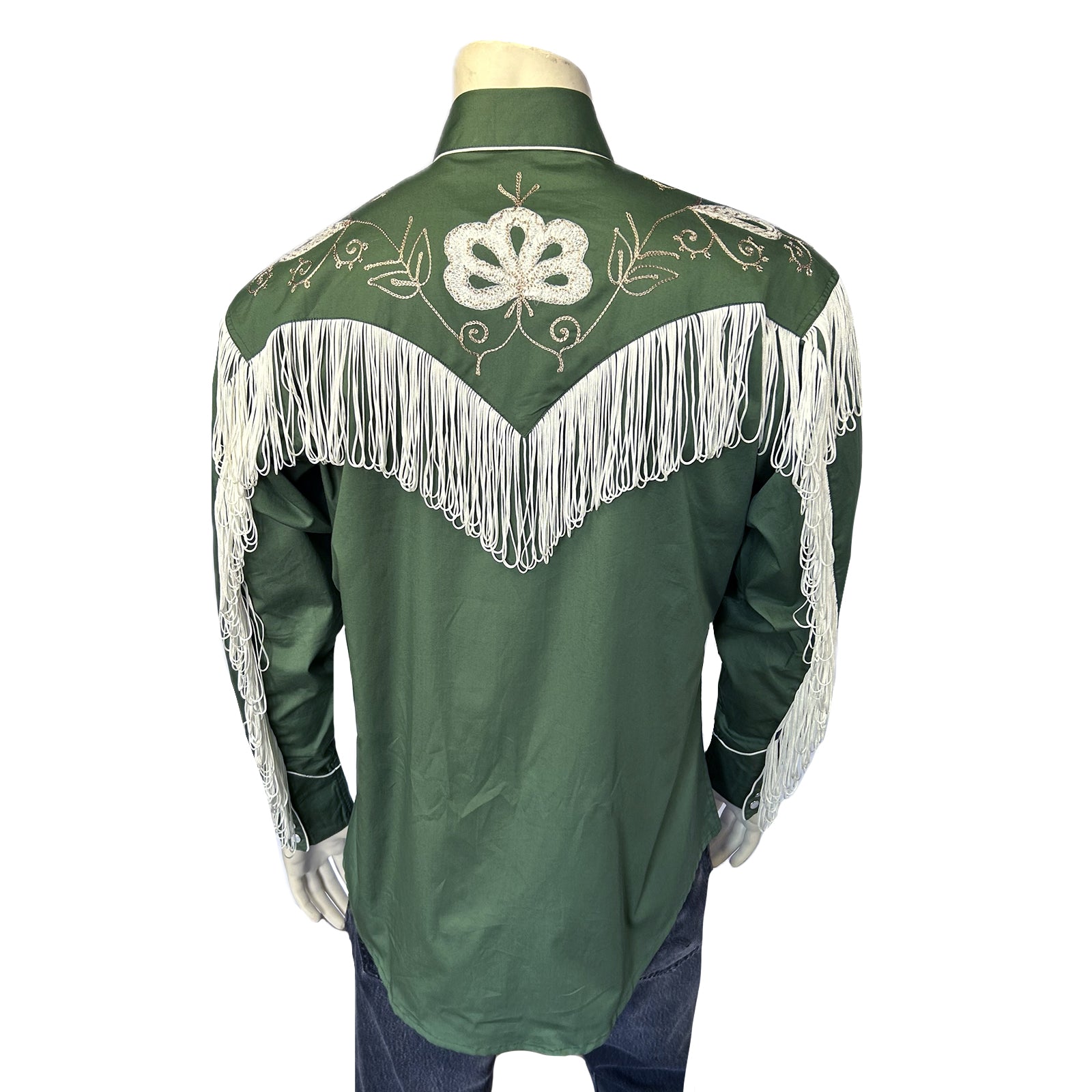 Men's Vintage Green Fringe Embroidered Western Shirt - Rockmount