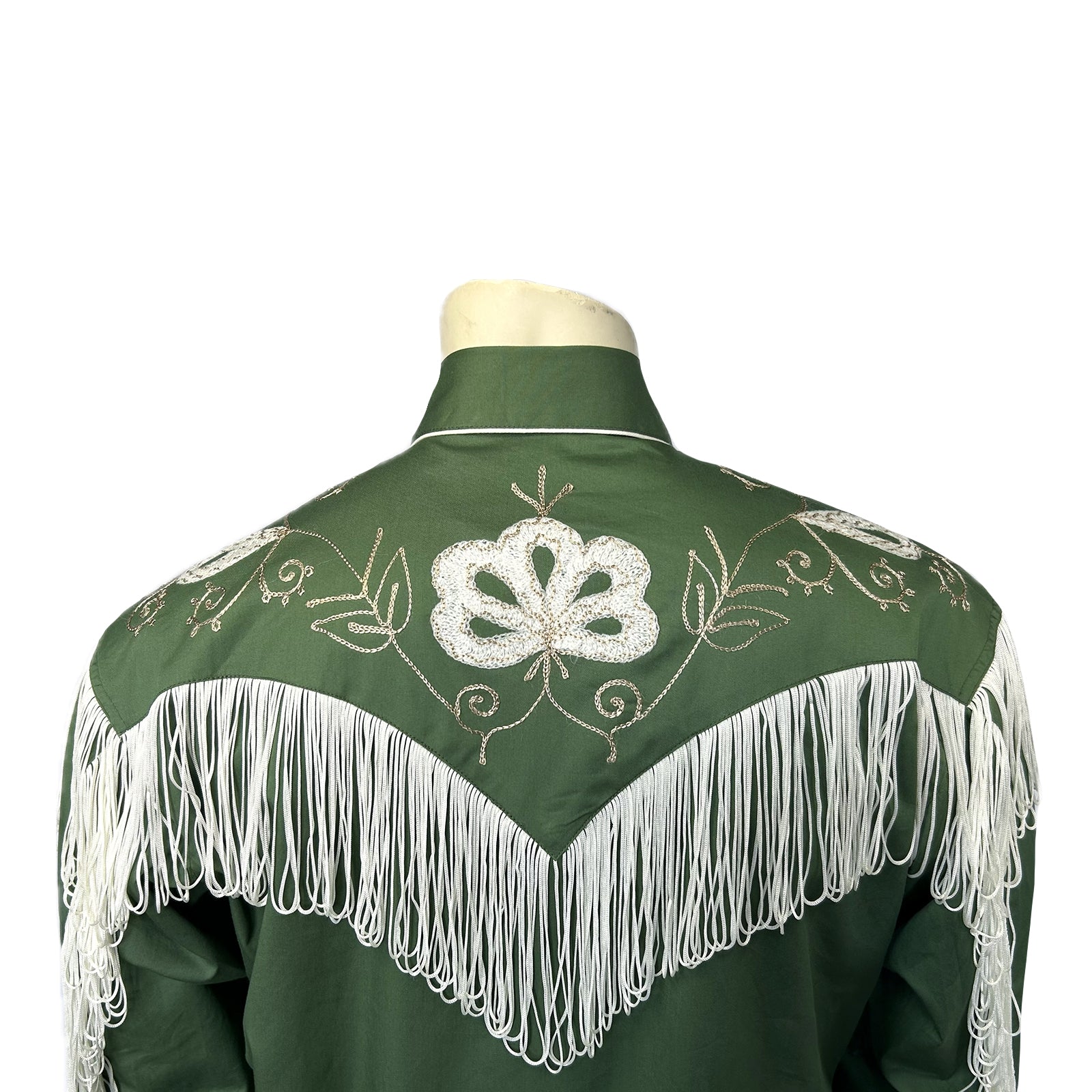 Men's Vintage Green Fringe Embroidered Western Shirt - Rockmount