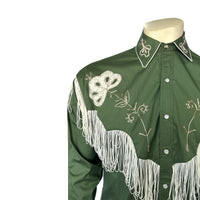 Men's Vintage Green Fringe Embroidered Western Shirt - Rockmount