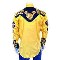 Men's Floral 2-Tone Black & Gold Embroidered Western Shirt - Rockmount