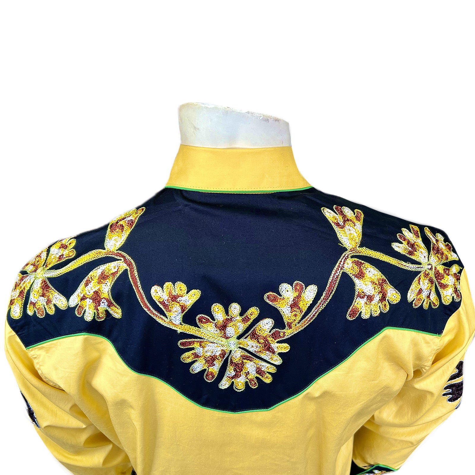 Men's Floral 2-Tone Black & Gold Embroidered Western Shirt - Rockmount
