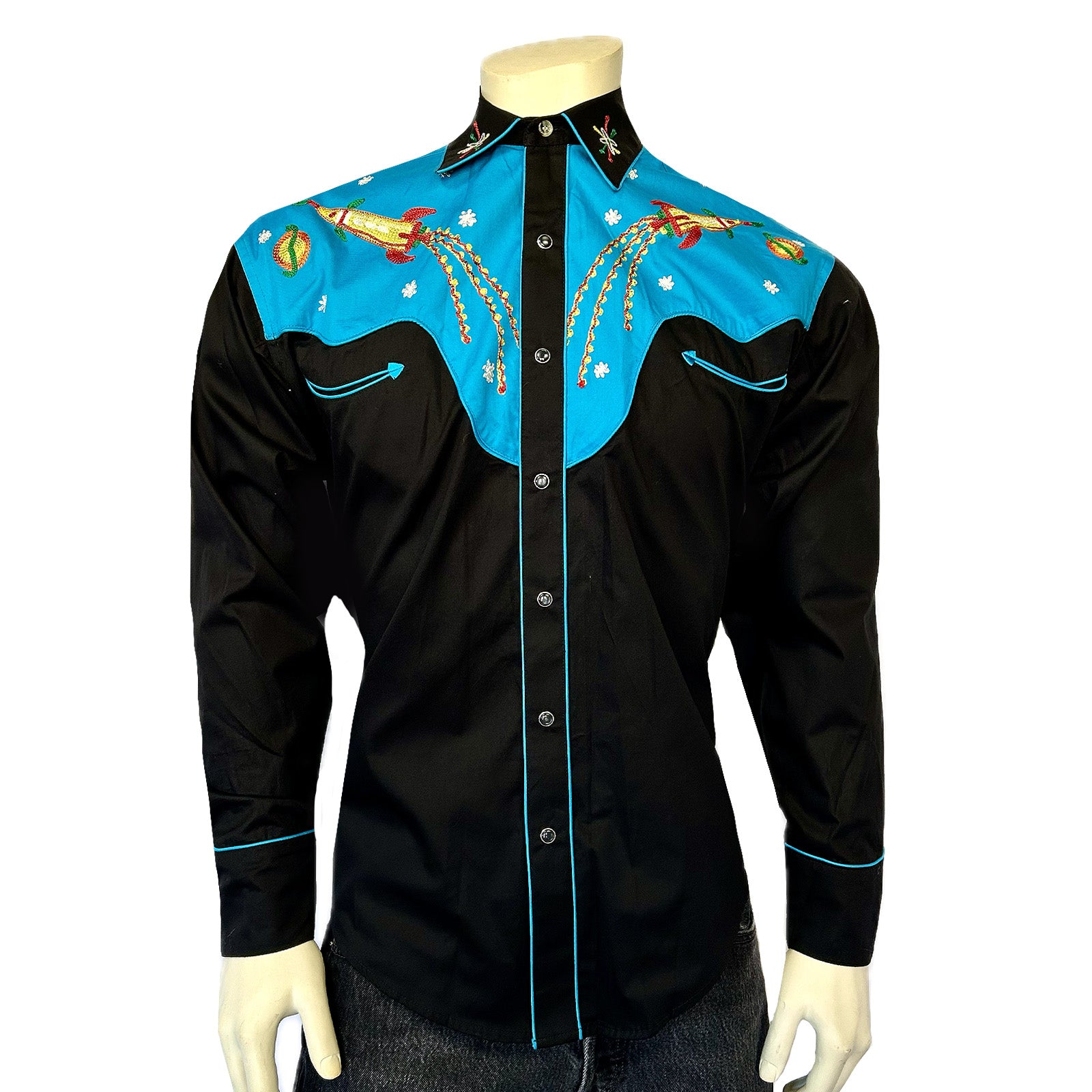 Men's 2-Tone Space Cowboy Embroidered Western Shirt - Rockmount