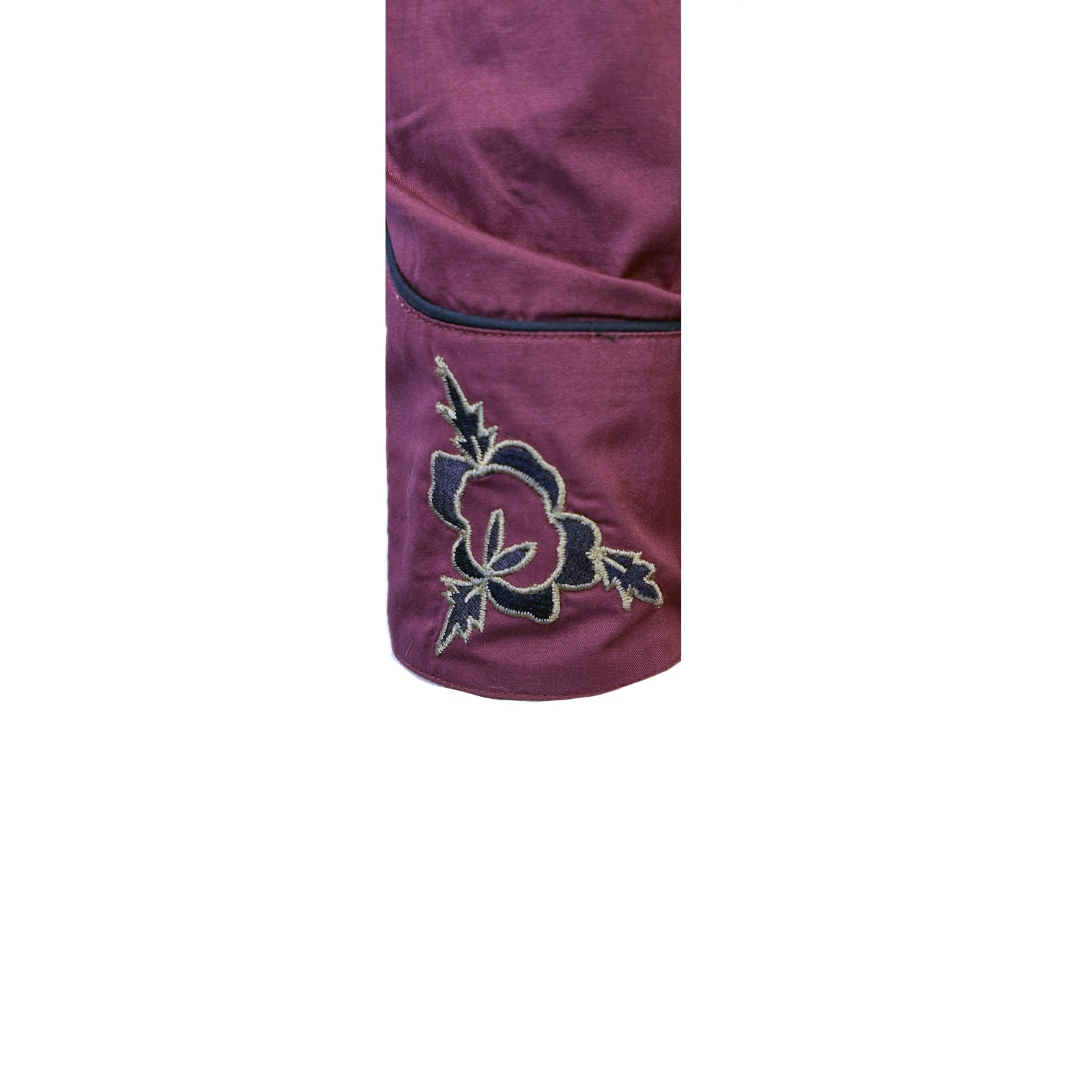 Men's Vintage Burgundy Fringe Embroidered Western Shirt