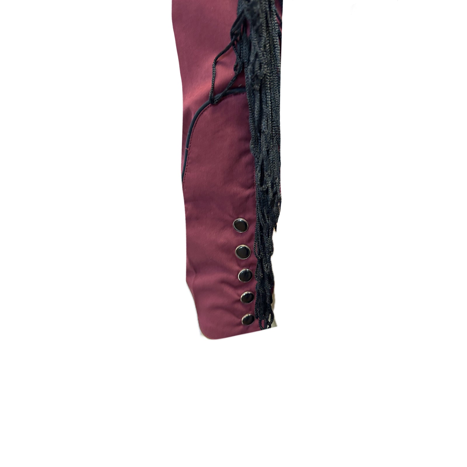 Men's Vintage Burgundy Fringe Embroidered Western Shirt
