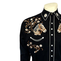 Men’s Vintage Horsehead & Floral Embroidered Western Shirt - Rockmount