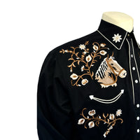 Men’s Vintage Horsehead & Floral Embroidered Western Shirt - Rockmount