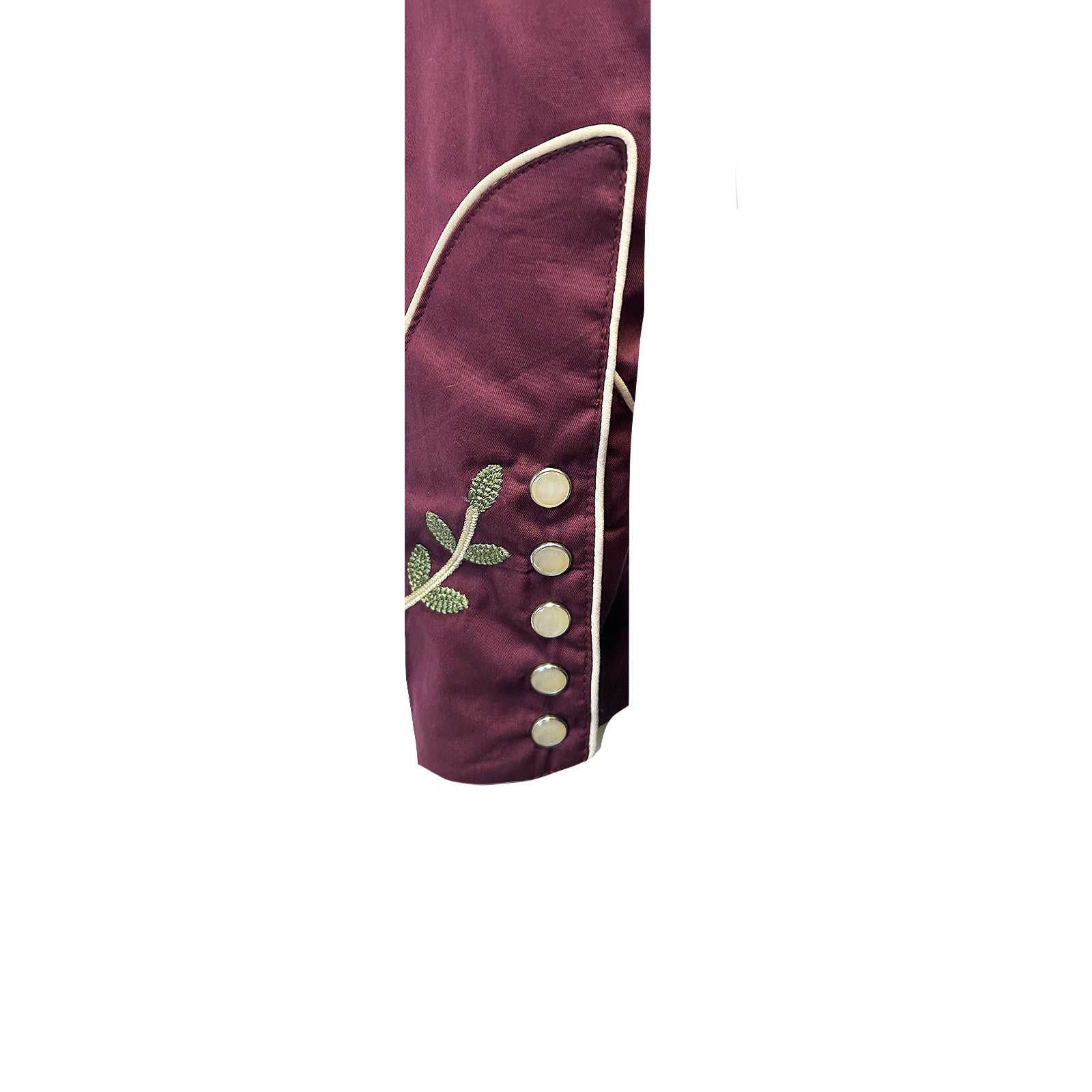 Men's Vintage Burgundy Floral Embroidered Western Shirt