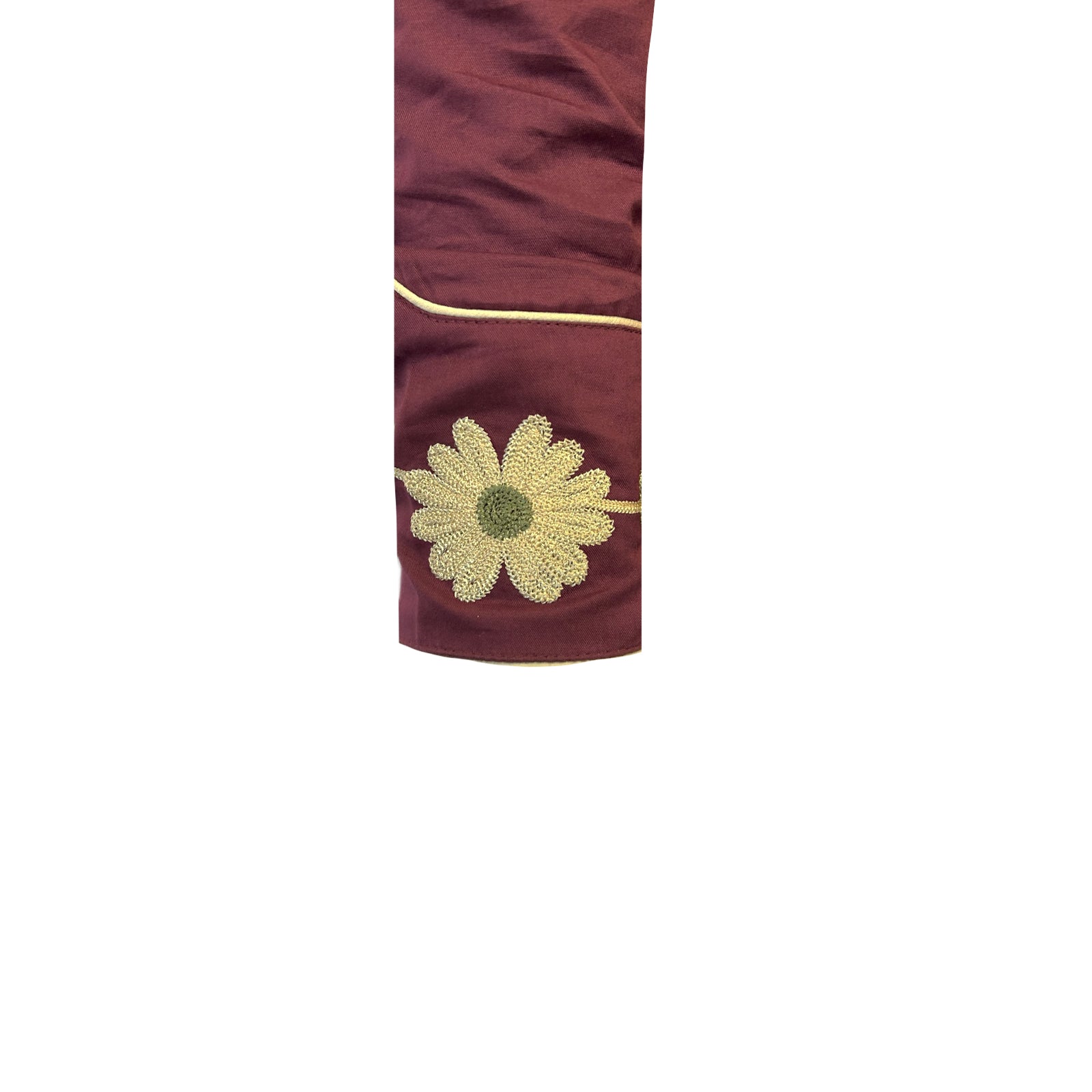 Men's Vintage Burgundy Floral Embroidered Western Shirt