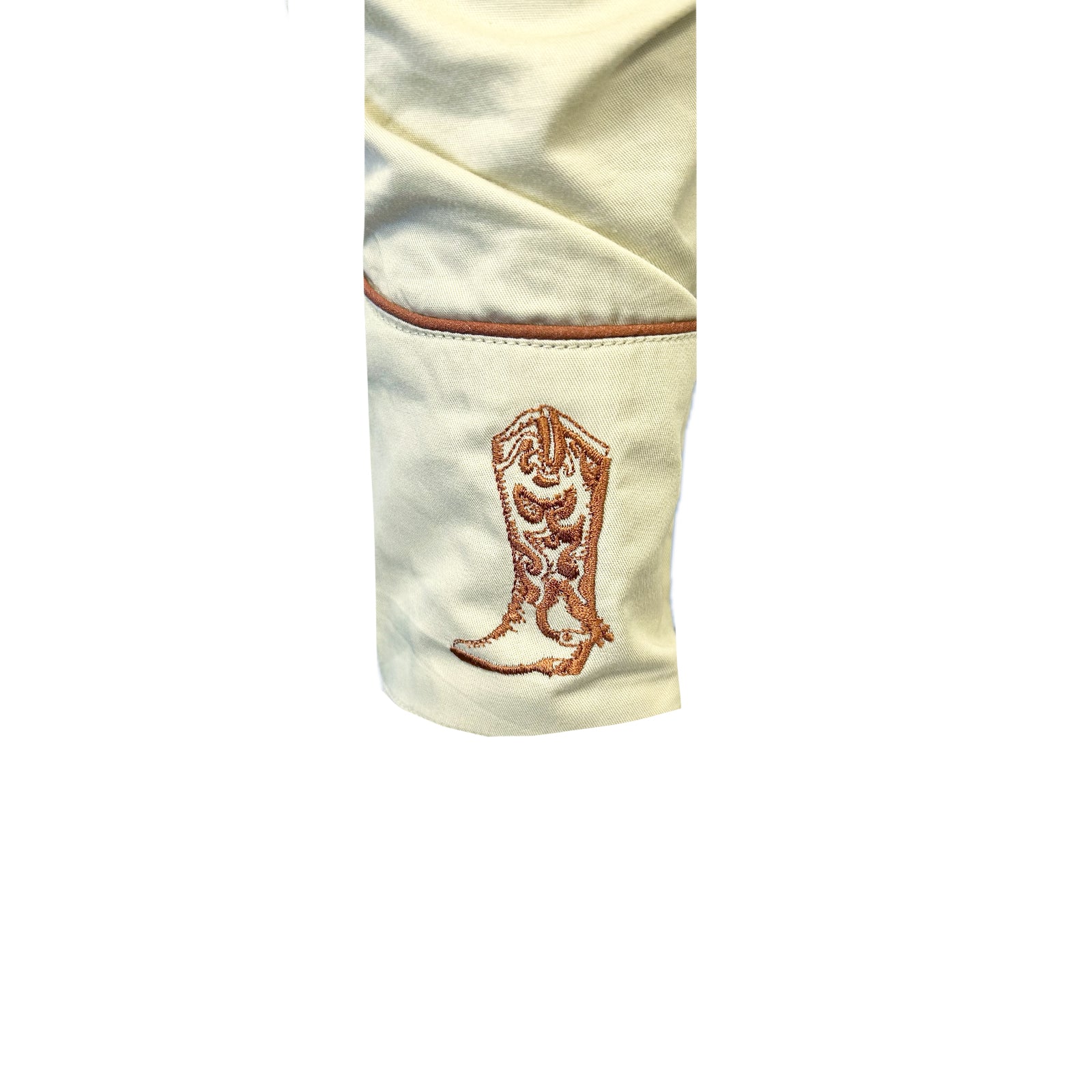 Men’s Khaki Guitar, Boot & Hat Embroidered Western Shirt - Rockmount