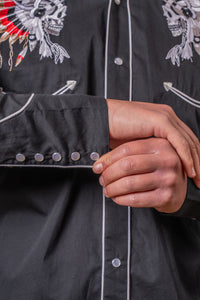 Men’s Chief Skulls Vintage Embroidered Western Shirt