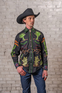 Men's Porter Wagoner Black Embroidered Western Shirt