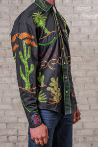 Men's Porter Wagoner Black Embroidered Western Shirt