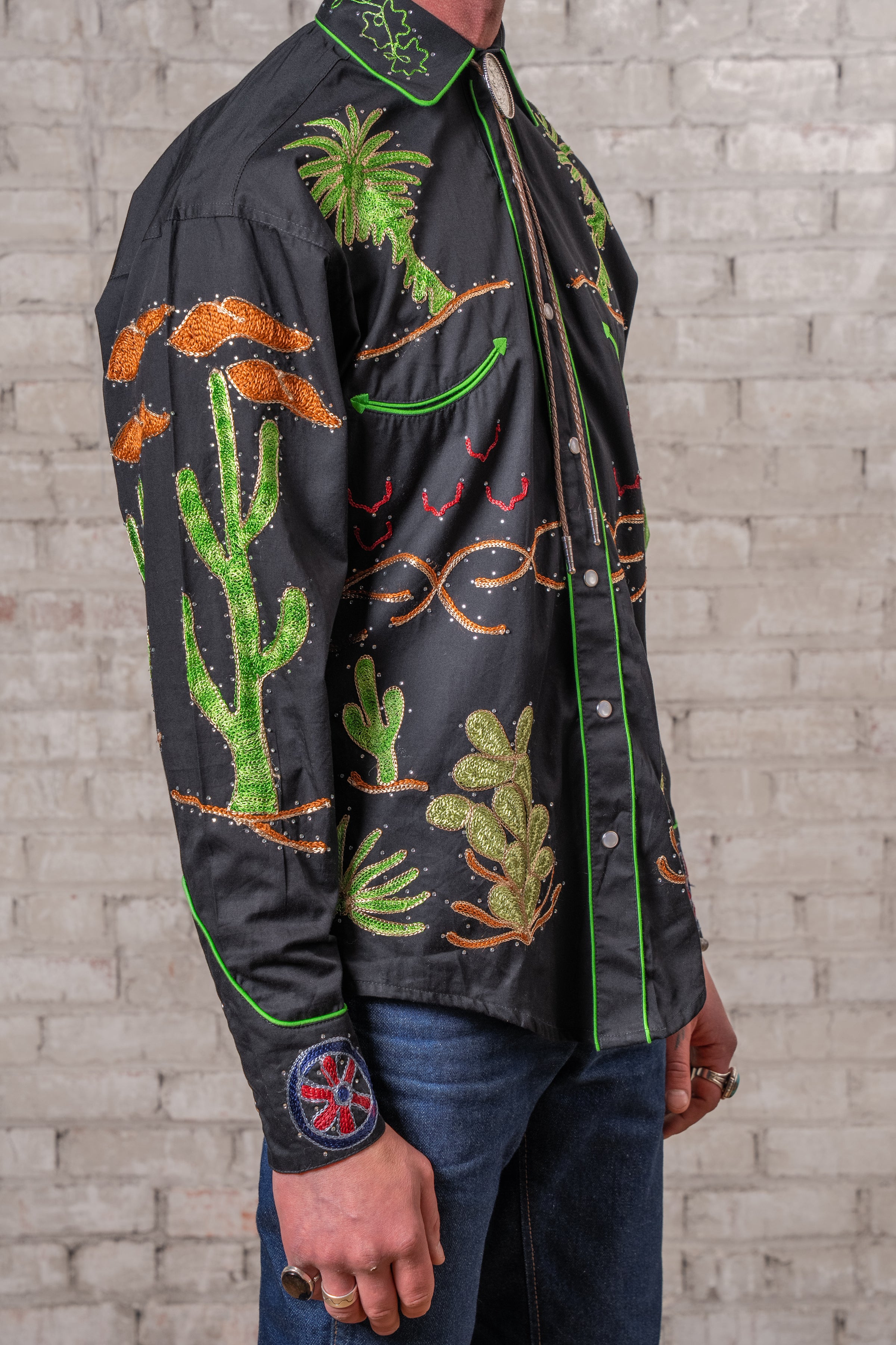 Men's Porter Wagoner Black Embroidered Western Shirt