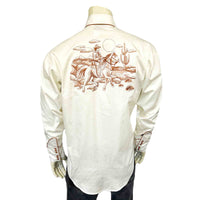 Men's Vintage Ivory Rider Embroidered Western Shirt - Rockmount