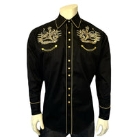Men's Vintage Black Bull Rider Embroidered Western Shirt - Rockmount