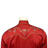 Men's Red Vintage Variegated Floral Embroidered Western Shirt - Rockmount