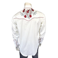 Men’s Ivory Floral & Horseshoe Embroidery Western Shirt - Rockmount