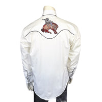 Men's Ivory Iconic Bronc Embroidery Western Shirt