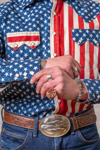 Men's American Flag 2-Tone Western Shirt - Made in USA!