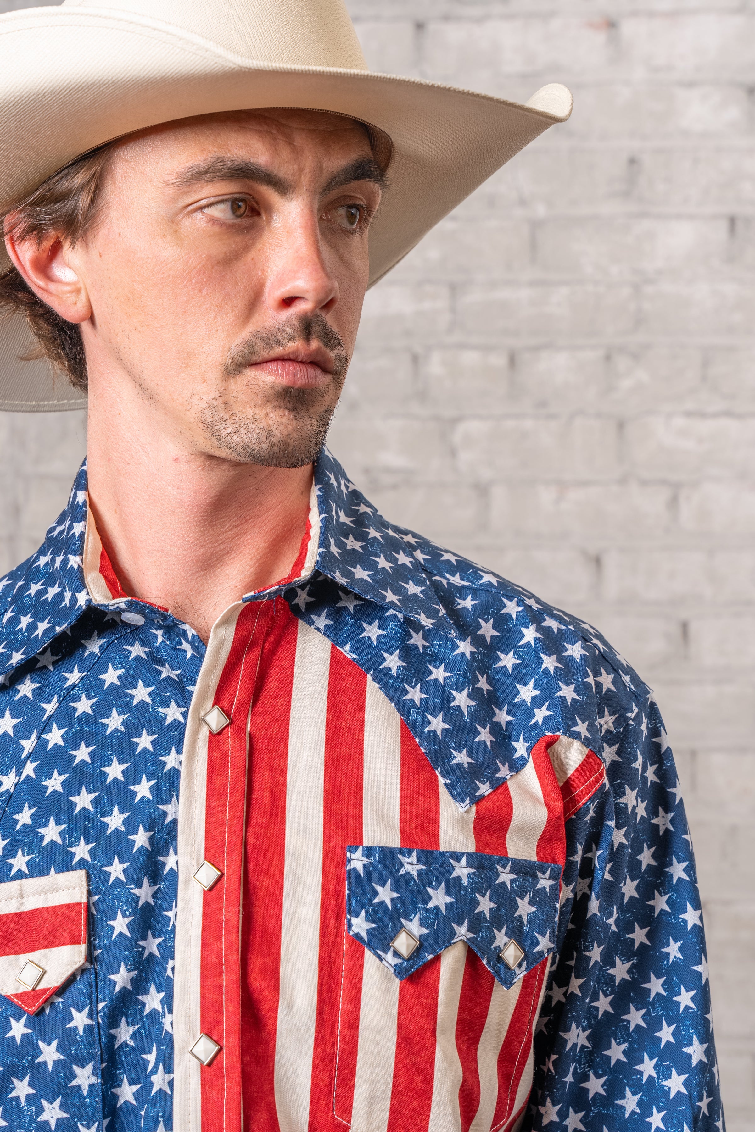 Men's American Flag 2-Tone Western Shirt - Made in USA!